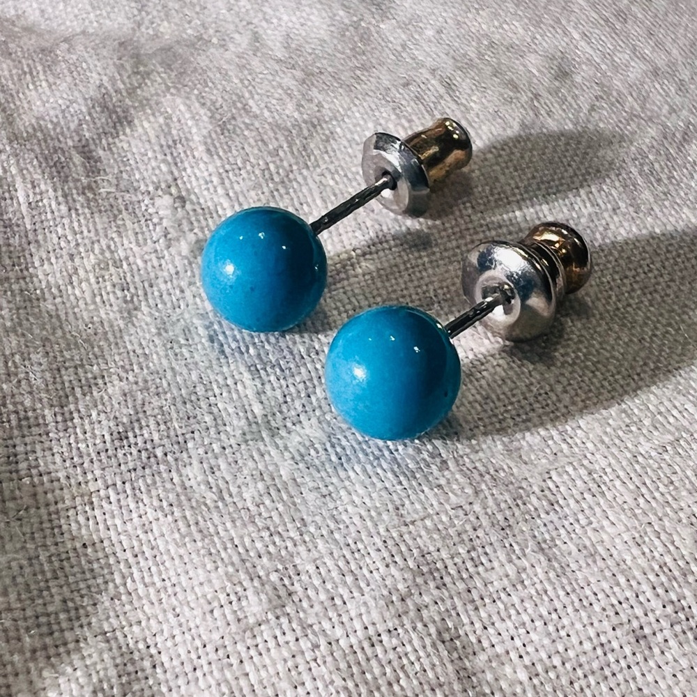 Unique Vintage Blue and Silver Earrings (unsure of material)